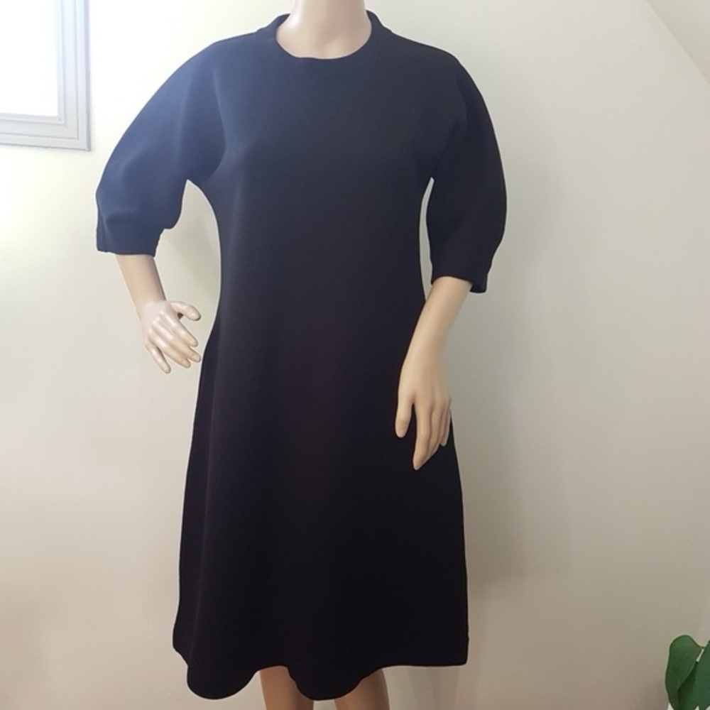 Uniqlo Mercerized Cotton Short Sleeve Long Shirt Midi Dress Black Sz S